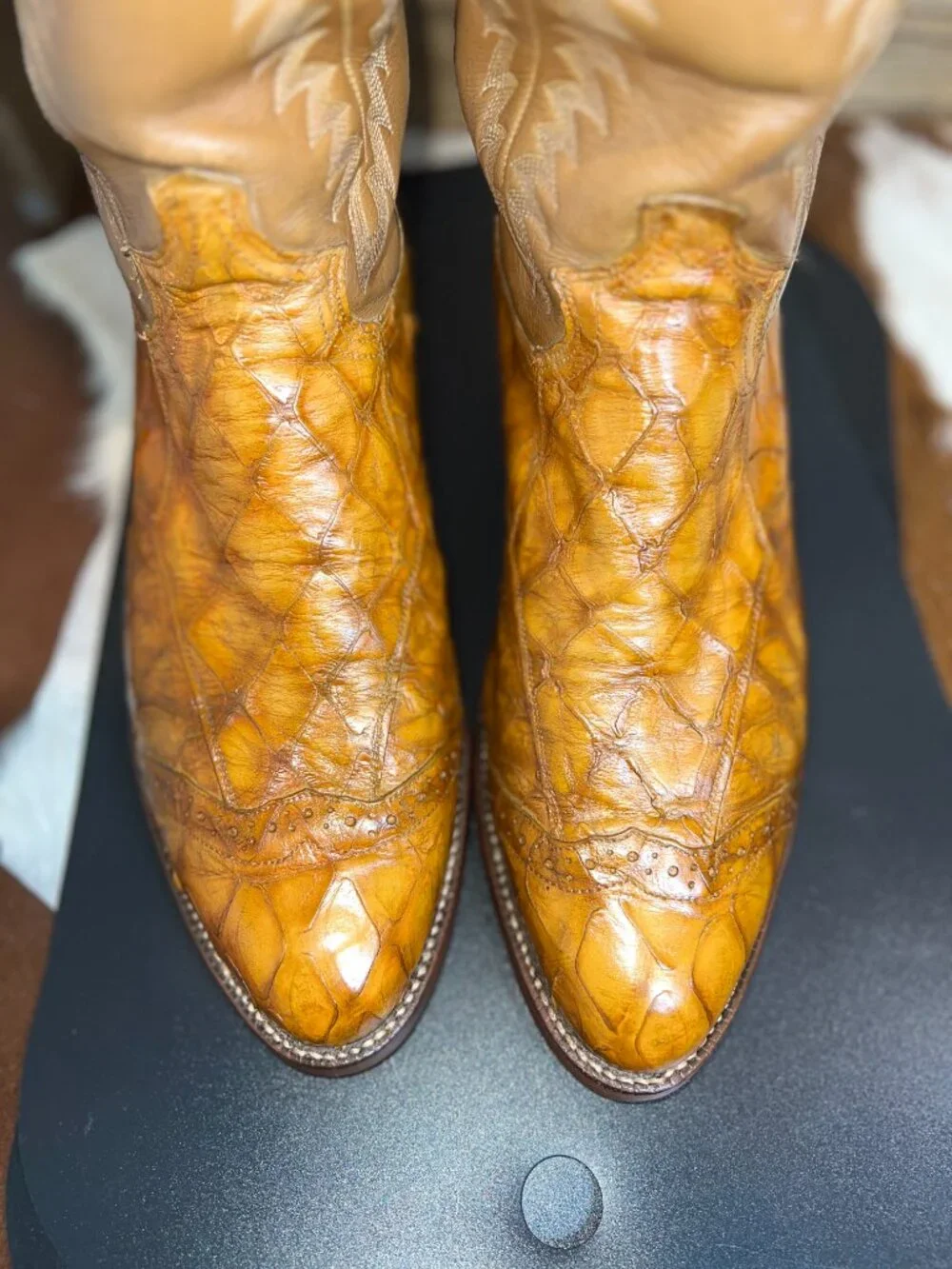 Justin's Genuine Exotic Leather Cowboy Boots in Men's Size 8.5D